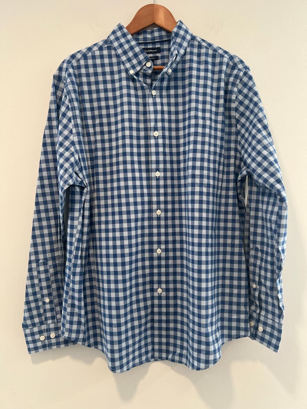 Croft & Barrow Casual Button Down Dress Shirt Blue Plaid Size Large JL